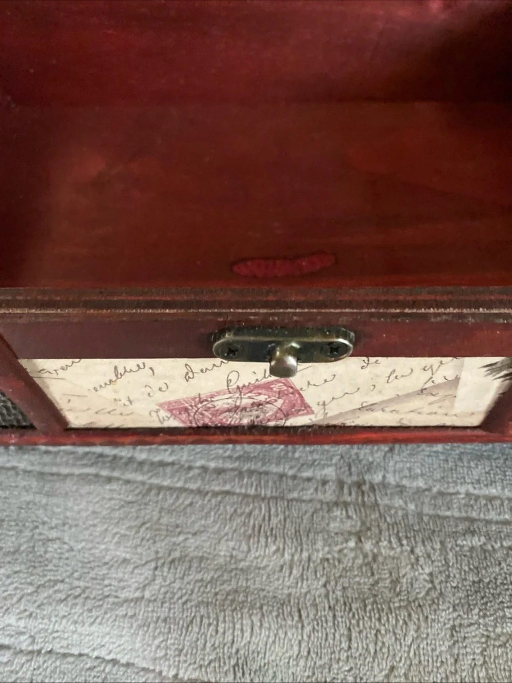 Hand Crafted Red and Cream Floral Jewelry Organizer Box